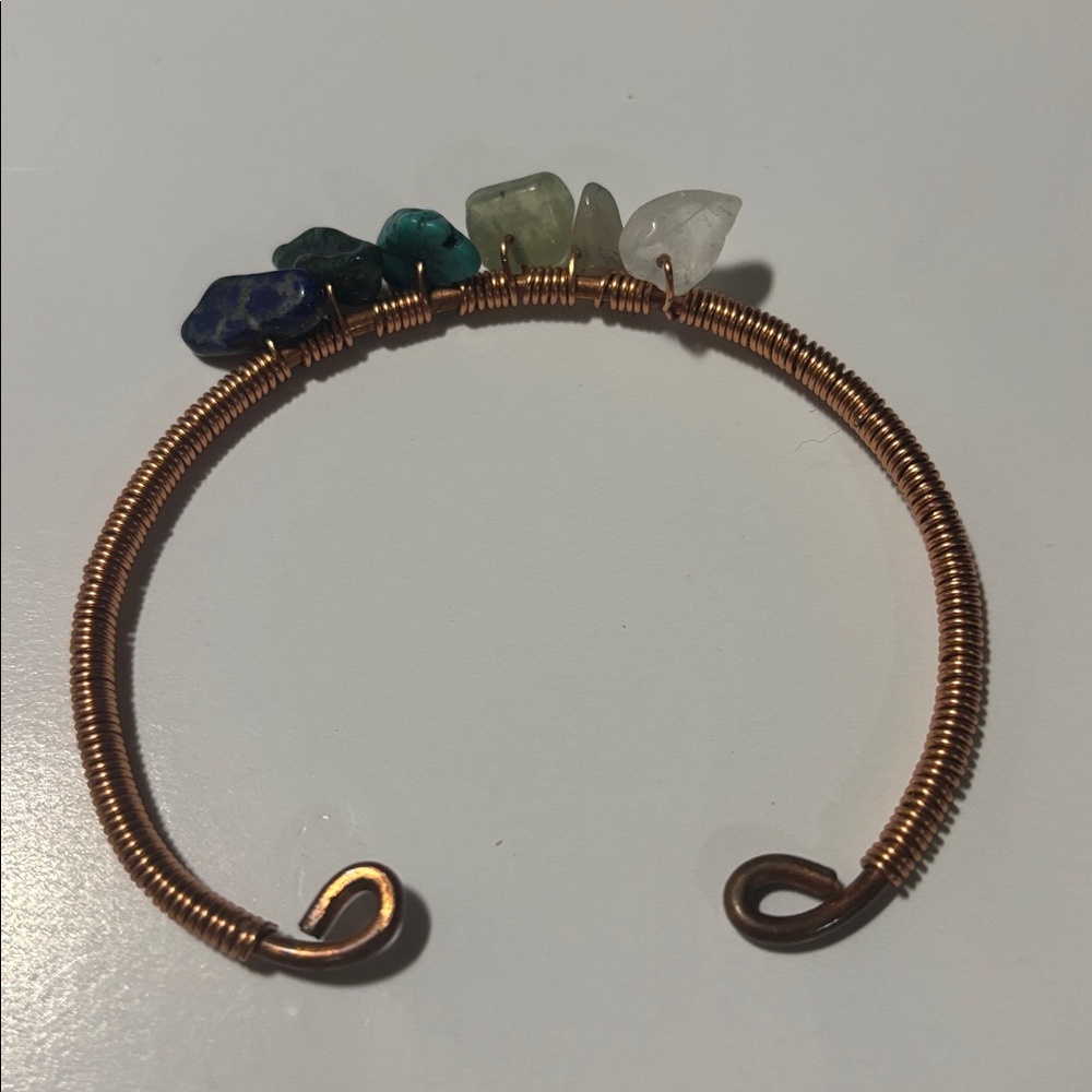 Copper Wire Bracelet with Multicolor Stones